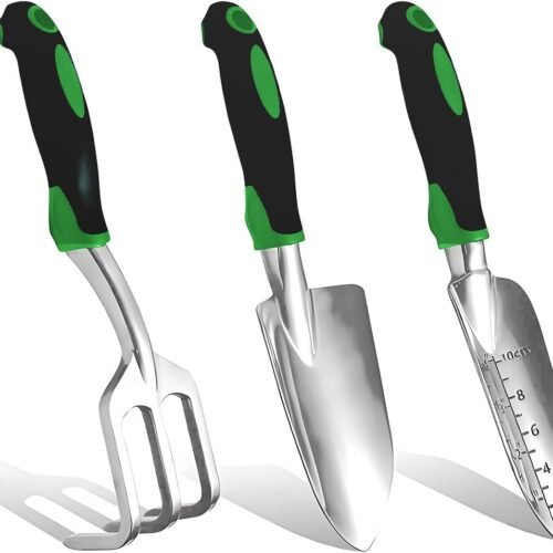 Cast Aluminum Hand Trowel Transplant Trowel and Cultivator Rake Set