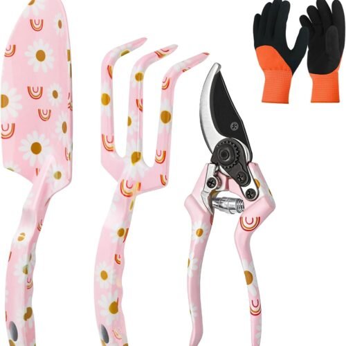 Garden Shovel Scissor Transplant Trowel and Hand Rake Set