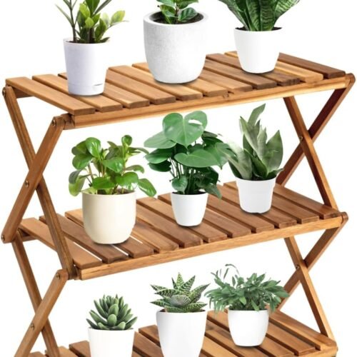 Acacia Wood Tiered Plant Stand