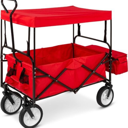 Folding Garden Utility Cart with Removable Canopy
