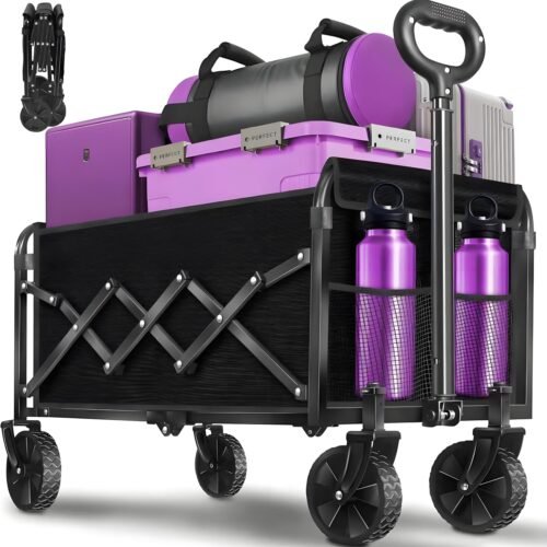 Foldable Garden Utility Cart with Cup Holders