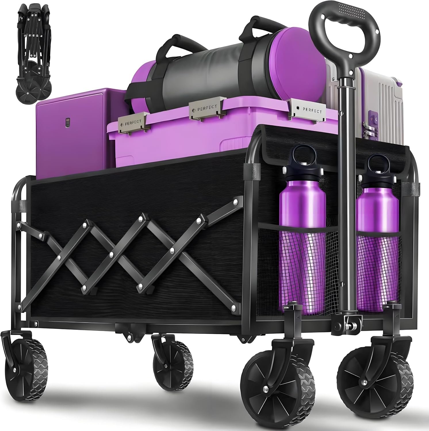 Foldable Garden Utility Cart with Cup Holders